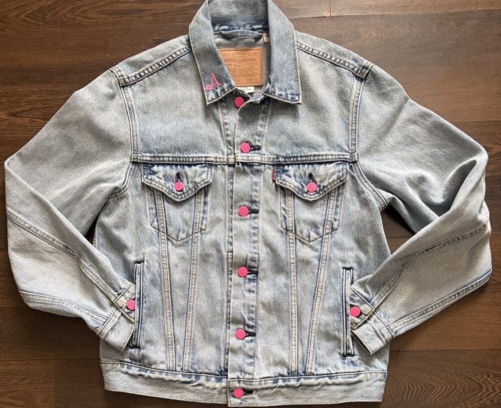 Levi's x Gianni Lee Pink Button Custom Denim Jacket S